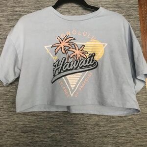 Primark blue Hawaii graphic tee crop top,  size small,